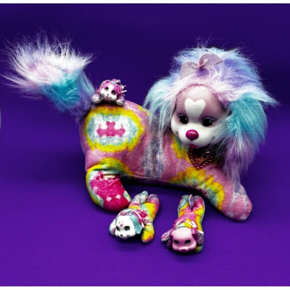 Puppy Surprise Rainbow Tie Dye Plush Dog with 3 Puppies 1 Barks Just Play 2016 - Picture 2 of 16
